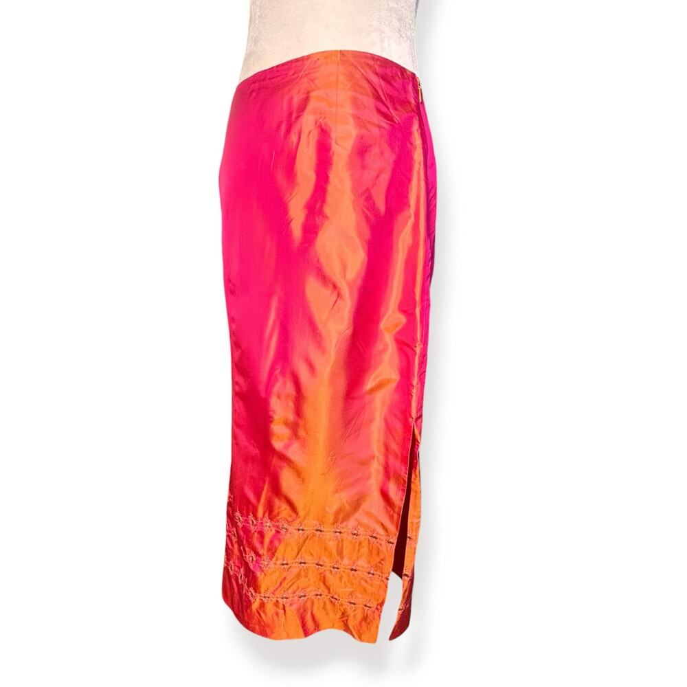 Vintage Pink and Orange Ombre Midi Skirt